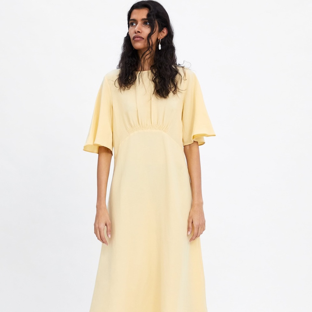 Current Season Zara Yellow Linen Maxi Dress